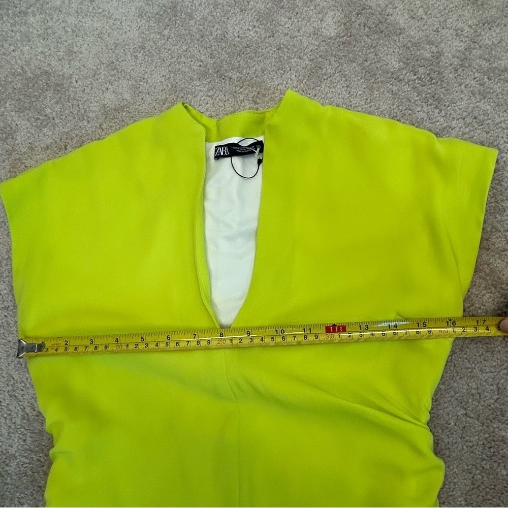 Zara Women's lime green short sleeve V-neck bodycon Cocktail Dress Sz S NWOT - Picture 10 of 14